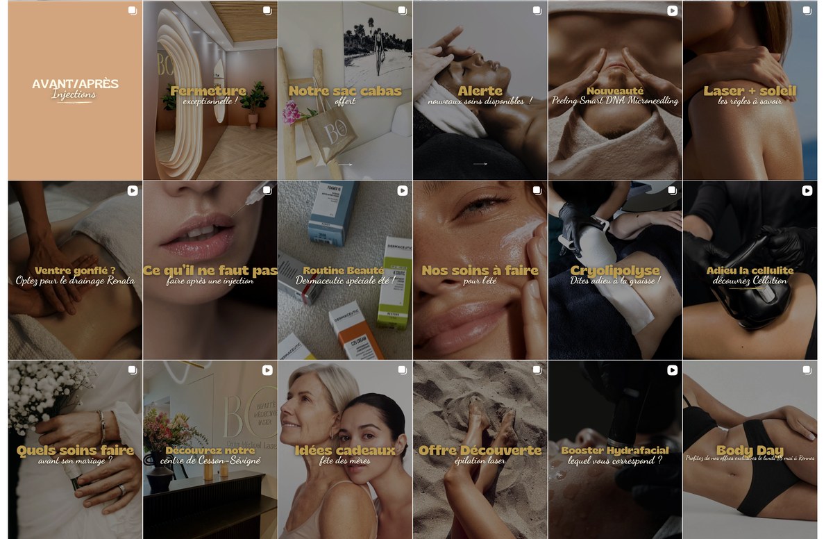 Feed Instagram Beauty Officine après la nouvelle charte graphique